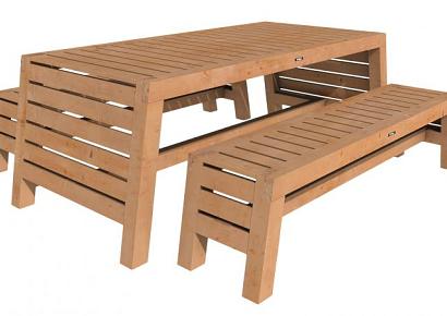 Tuinset Riva Excellent 2 x bank en 1 x tafel onbehandeld