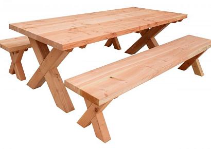 Tuinset Xavi Excellent 2 x bank en 1 x tafel onbehandeld