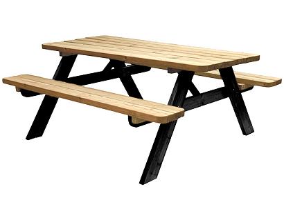 Picknicktafel Easy met zwart onderstel 4,2cm dik bladmaat 180x70cm