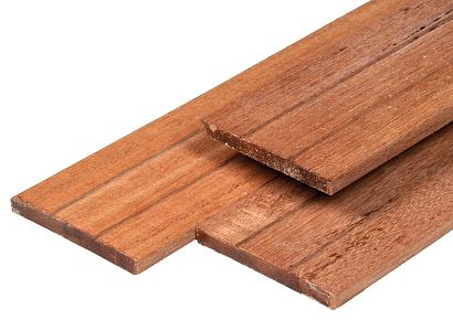 Schuttingplank 1,5x14x365cm hardhout met 2 V-groeven