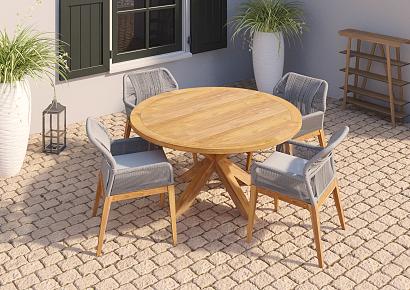 Tuintafel rond ø150x75cm met kruispoot teak