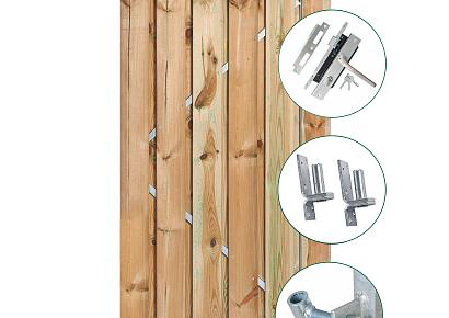 Tuindeur Privacy 195x110cm recht geimp met rvs slot + ijzeren frame
