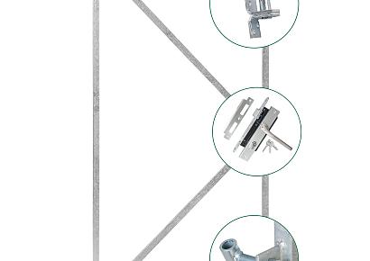 IJzeren deurframe compleet 155x100cm incl 2 ogen+2 duimen+luxe inbouwslot rvs