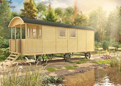 Zigeunerwagen 720cm incl. Veranda Kathleen met vooringang excl. Onderstel