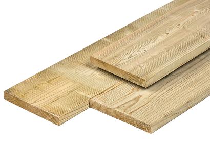Noord Zweeds Vuren vlonderhout 4 zijdig glad 2,8x19,5x420cm