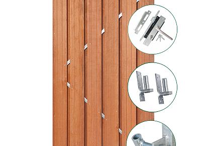 Tuindeur Privacy 195x100cm recht hardhout met rvs slot + ijzeren frame
