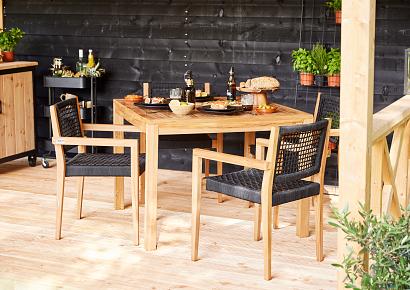 Tuintafel vierkant 100x100x75cm teak