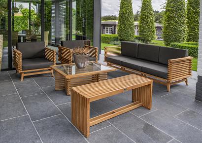 Loungeset Riverside bijzet bankje 110x35x45,5cm teak
