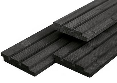 Triple profiel 2,2x14x300cm zwart gespoten vuren