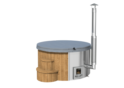Hottub deluxe incl. kachel, polyester bak, thermo cover , led lampen, bubble system, trap. 200cmx42mm
