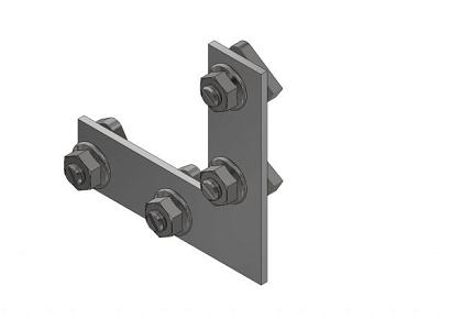 Aslon haakse hoek incl. 4 bouten + 4 moeren t.b.v. balk 4x4 en 4x7,5cm