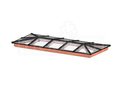 Lichtstraat schilddak 373,8x153,6cm incl. gelaagd isolatieglas en profielen