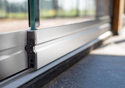 Wandmodule B 163x227cm glazen schuifwand links ral 7016 antraciet 3-sporig