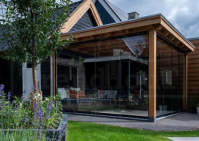 Glazen schuifwand (prijs per 60-110cm) incl rails, handgreep, 1-sporig aansluitprofiel