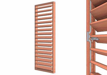 Louvre horizontaal draaibaar 84,4x220cm onbehandeld module A