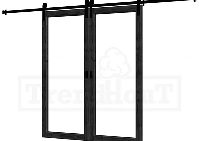 Steel Look schuifdeur 01-dubbel 168x206cm incl dub.glas excl hang- en sluitwerk