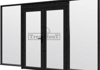 Steel Look raam 340,5x220cm zwart module E-01 met dubbele openslaande deuren