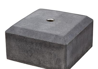 Betonpoer half model 18x18x10cm antraciet met velling kant, M20 huls