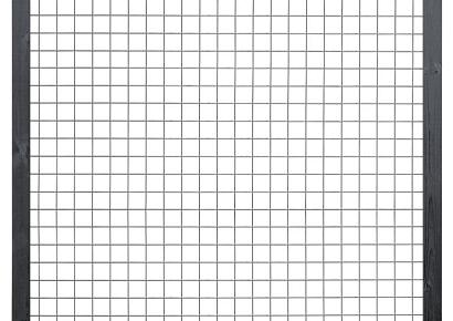 Gaaselement 180x180cm zwart gespoten geimp + houten kader 4,5x7cm mw 7,5x7,5cm