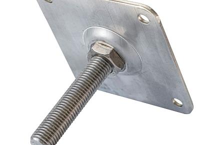 Hoogteverstelling deluxe RVS M16 plaat 10x10cm