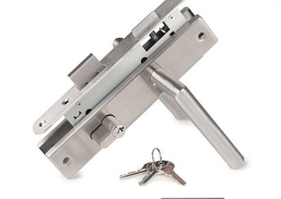 Veiligheidsslot set rvs +alu sluitplaat+klinken
