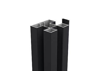 Boston alu H paal zwart 7,5x7,5x300cm incl. alu afwerkingsprofiel 0,4x2,4x300cm RAL9005