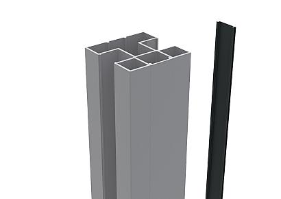 Boston alu klikprofiel zwart 0,6x2,4x190cm tbv alu H paal L-190cm RAL9005
