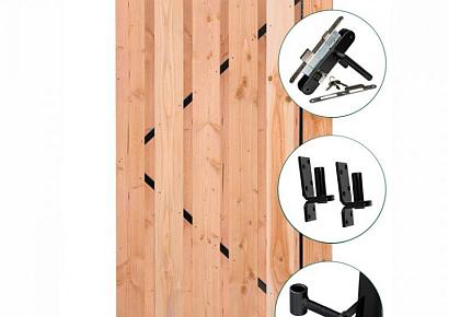 Tuindeur Privacy 195x90cm recht douglas met zwart slot + zwart ijzeren frame