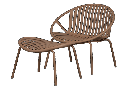 Bruce tuin loungestoel + hocker pp/metaal zalmroze