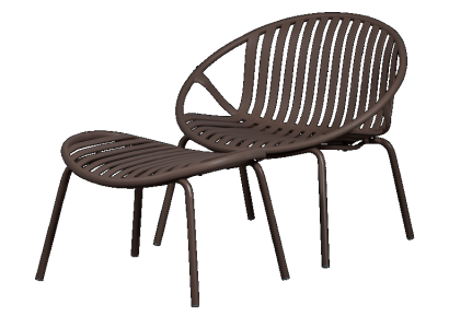 Bruce tuin loungestoel + hocker pp/metaal paars/bruin