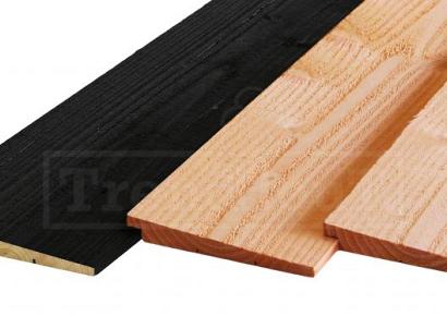 Douglas potdekselplank TH 1,2-2,5x19,5x400cm zwart gespoten fijnbezaagd