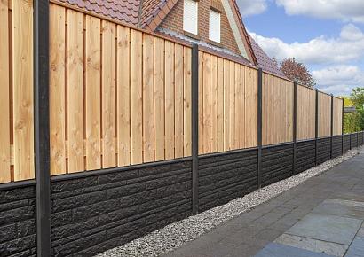 Rotsmotiefplaat 4,8x26x184cm antraciet gecoat met mes en groef