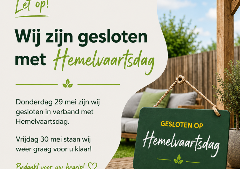 Hemelvaartsdag gesloten